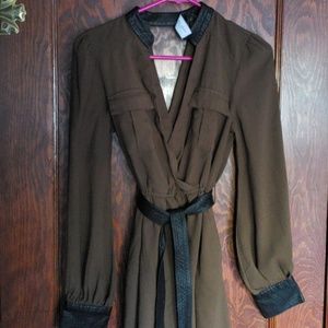 AKIRA Black Label Faux Leather Trim Dress S